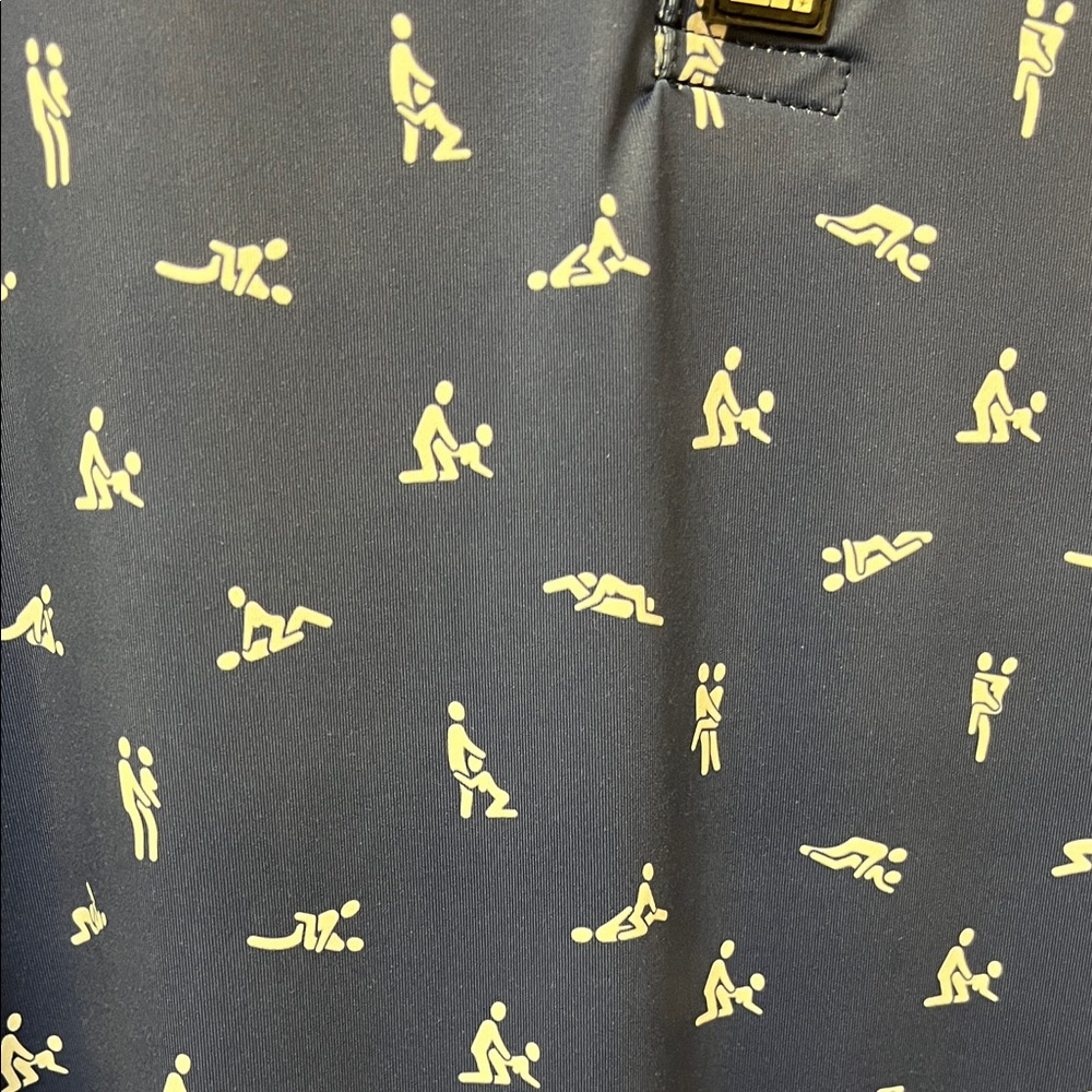 Adult theme Men's Blue Golf Polo with White Couples Design - Picture 2 of 6